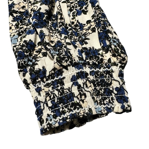 Free People Blue and Cream Floral Mini Dress L | Romantic Cottagecore Boho - Picture 4 of 10